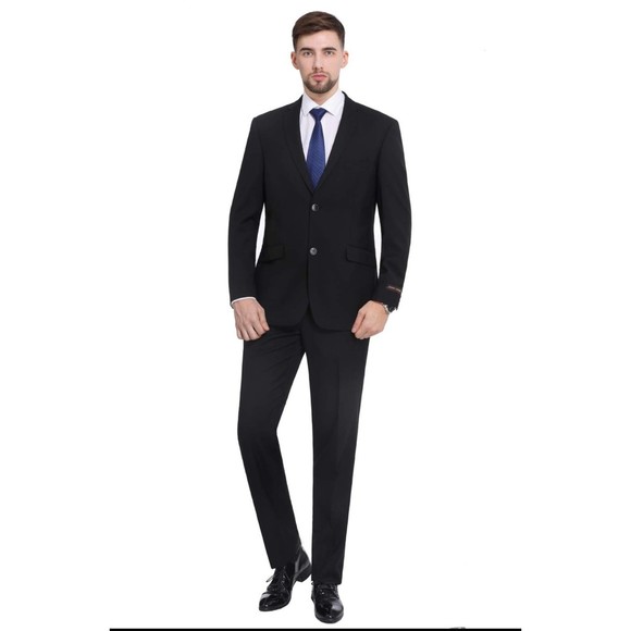 Pierre Loren Men’s Slim Fit Two Piece Suit Blk 46Regular  40W NWT - Picture 1 of 6